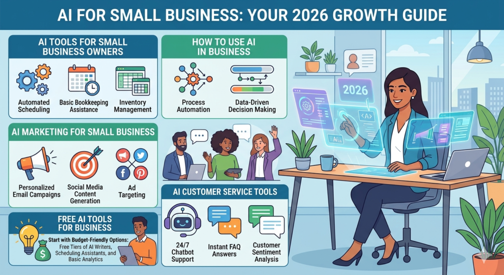 ChatGPT for business | AI automation small business | AI for entrepreneurs | small business productivity | AI sales tools | AI accounting tools | AI social media tools | business AI guide beginners